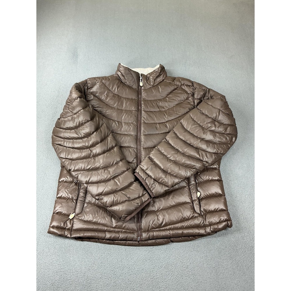 Lands' End Jacket Womens L Brown Puffer Short Down Insulated Lightweight